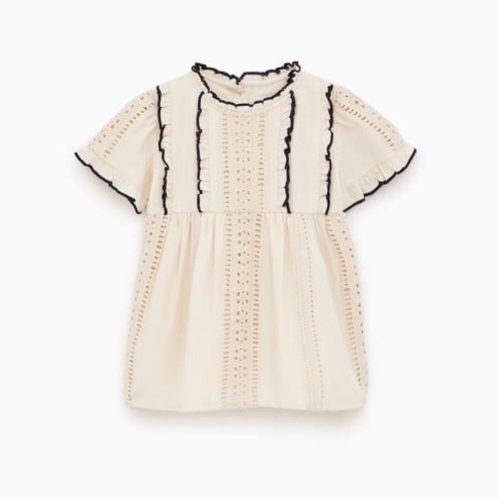 Zara Kids Cream Dress with Black Trim